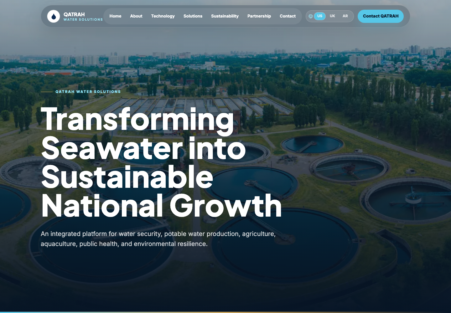 Qatrah Water website template screenshot